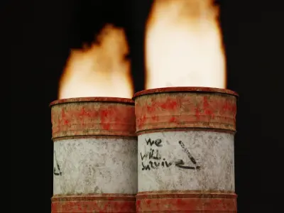 Fire Barrel Exterior Prop Abandoned Low-poly 3D model