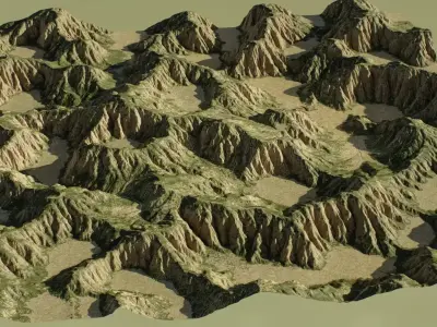 Realistic Valley 3D Terrain Environment PBR Ready Low-poly 3D model