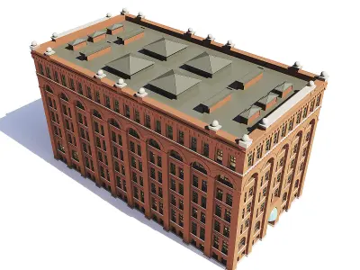 Brick Building 3D Model 3D model