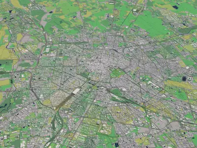 Milan Italy 30x30km 3D City Map 3D model