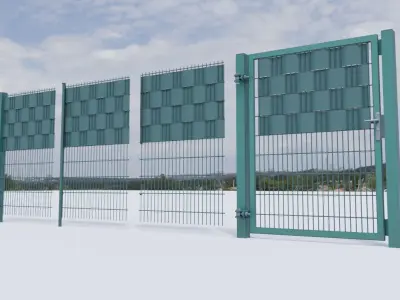 Modular Fence and Door Construction-Set Low-poly 3D model