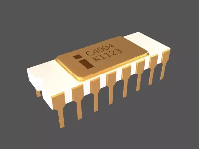 Intel C4004 CPU v1 001 Low-poly 3D model