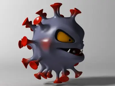 Cartoon Coronavirus Low-poly 3D model
