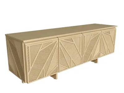 Geometric Oak Sticks TV Unit Inspired from Ancient Egypt 3D model