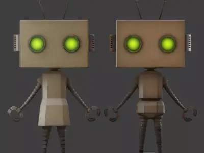 Rusty Litlle Couple Robot Low-poly 3D model