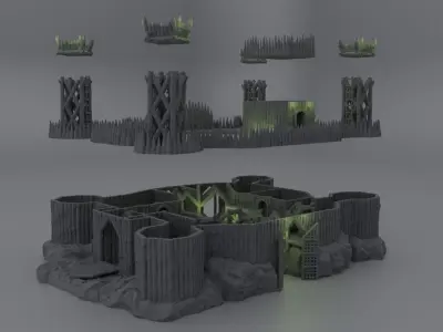 Fortified River Camp Tabletop Terrain 28 mm 3D print model