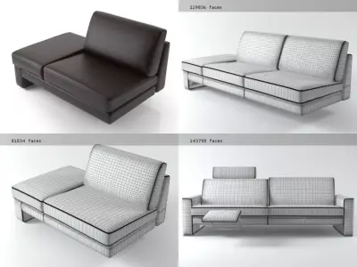 Bolero leather sofa with recliner 3D model