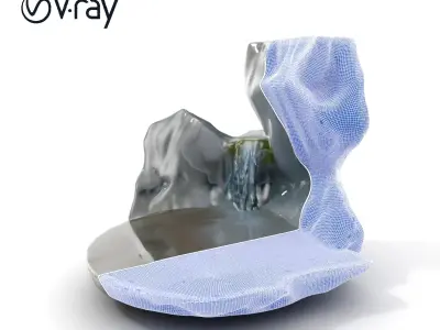 Natural Rock Pool with Waterfall Model Pack Low-poly 3D model