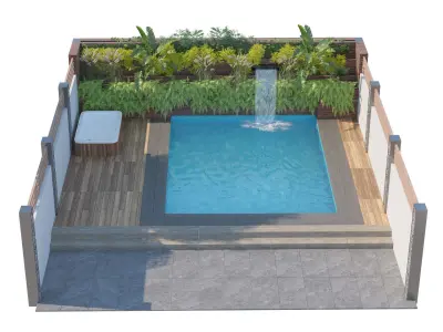 Garden pool with landscape 3D model