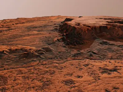 Mars Planet Landscape Desert Terrain Valley 10x10km PBR 02 Low-poly 3D model