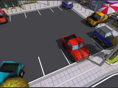 3D low-poly city assets Low-poly 3D model