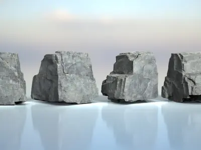 6 Modular Cliff Rocks - 240809 Low-poly 3D model