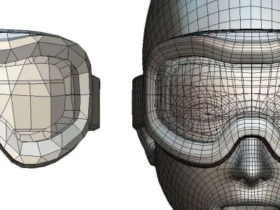 Cartoon High Poly Subdivision Ski Goggles Low-poly 3D model