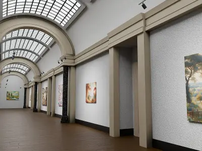 Art Gallery Interior 40 Painting Placeholders Modern Traditional 3D model