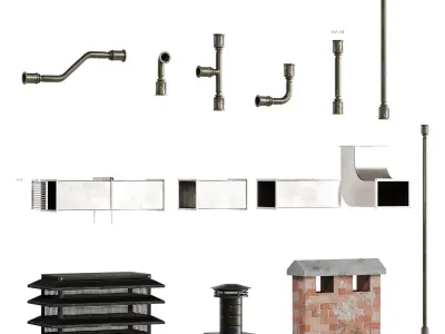 Rooftop Props Set Low-poly 3D model