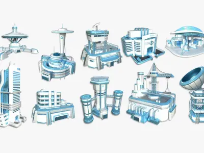 100 Sci Fi Buildings Super Collection - Exterior Design 3D Model Pack