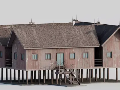 Traditional Houses Rumah Betang Low-poly 3D model