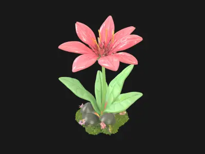 Xenobloom Bioluminescent Alien Flower Low-poly 3D model