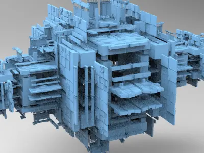 Sci fi Light gravity cube walkway platforms 3 Low-poly 3D model