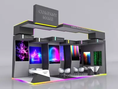 Booth Exhibition Stand Stall 4x10m Height 500 cm 2 Side Open 3D model