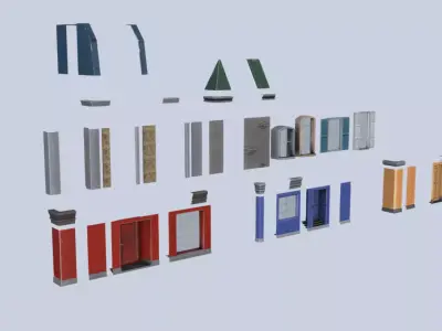 Low poly building set House constructor elements pack  Low-poly 3D model