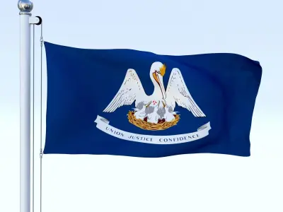 Animated Louisiana Flag Low-poly 3D model