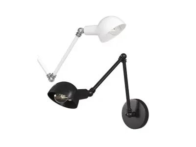E27 Loft Wall Lamp with Adjustable Arm Black Brass  3D model