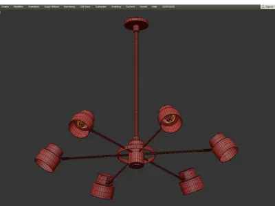 SATELLITE CEILING LAMP Low-poly 3D model