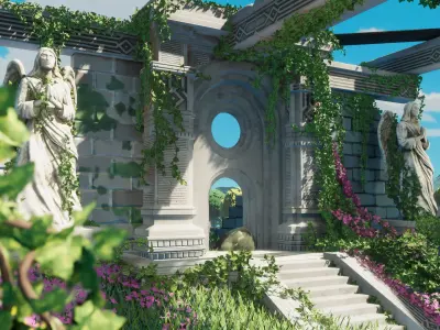 Stylized Castle Ruins Low-poly 3D model