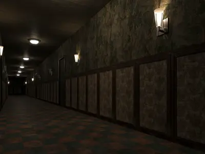 old dark scary corridor 05 Low-poly 3D model