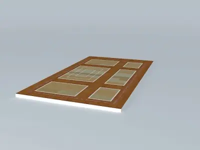 Door wooden floor with four windows 3D model
