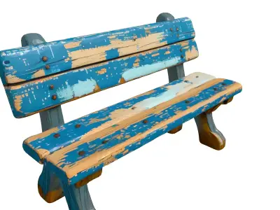Weathered Wooden Park Bench 3D Model Low-poly 3D model