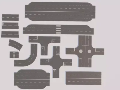 Road Pack - Extended-City Roads 3D model 4