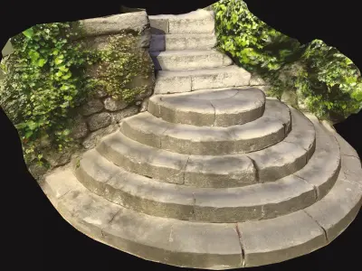 Stone Stairs LOW POLY 920 quards Low-poly 3D model