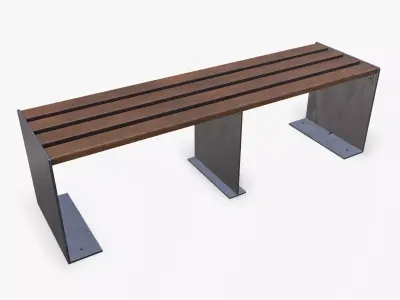 Street Bench 03 Low-poly PBR Low-poly 3D model