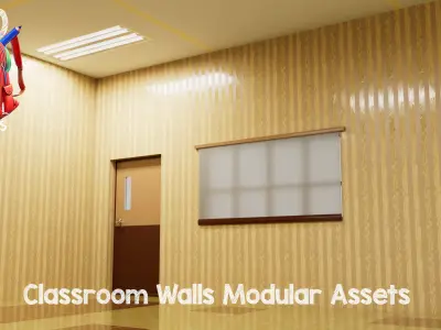 Classroom Walls Modular Assets -100 Assets-School Series Low-poly 3D model