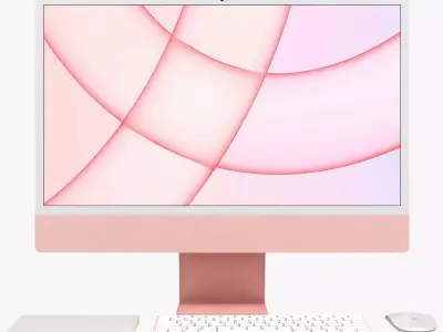 Apple iMac 24 inch 2021 Pink Low-poly 3D model