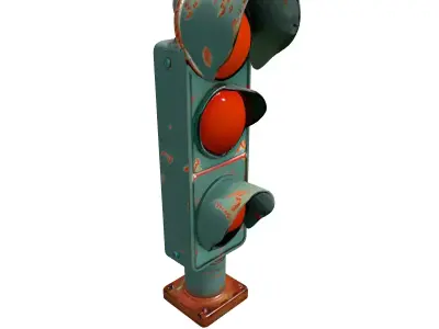 Rusty Vintage Traffic Light Prop Low-poly 3D model