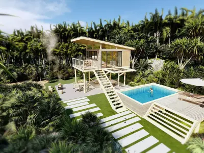 beach hut 3d model Low-poly 3D model