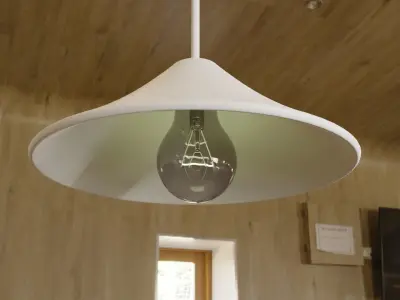 light three pendant lights hanging from wooden ceiling 3D model