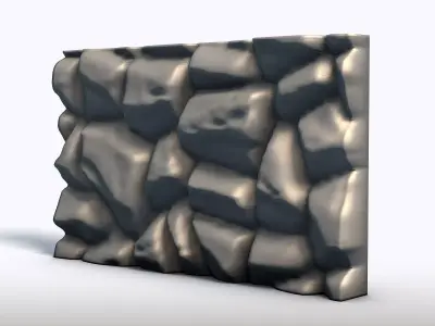 Stone Block Wall Bas Relief Panel -3D Model 3D print model