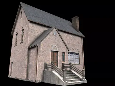 old house Low-poly 3D model 6