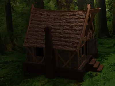 Cabin in woods 3D model
