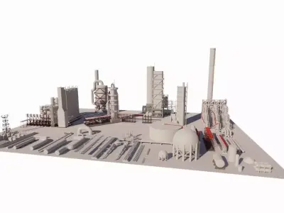 detailed and realistic representation of an industrial complex 3D model