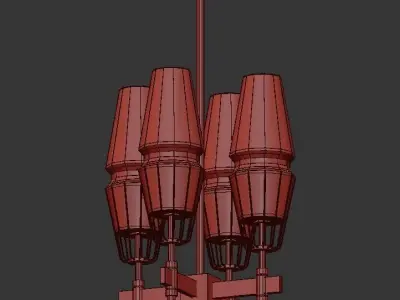 CHAILLOT 4 four light chandelier in brass with clear glass sh... 3D model