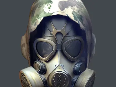 Gas mask helmet 3d model military combat Low-poly Low-poly 3D model