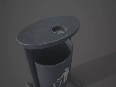 Urban Metal Trash Can Low-poly 3D model