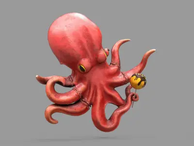 Game Ready Japanese Signs Set Octopus Signboard Low-poly 3D model