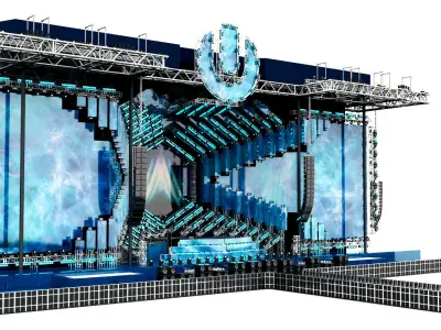UMF Ultra Music Festival Miami Main Stage 2018 With Pioneer DJM Low-poly 3D model
