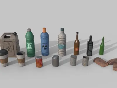Urban Garbage Small Pack Low-poly 3D model